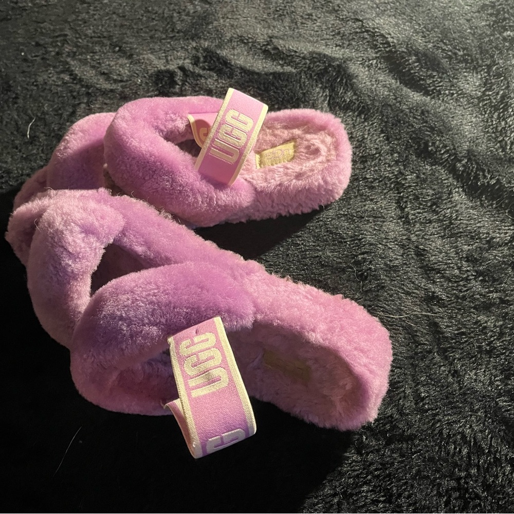 UGG Soft Lavender Fluffy Winter Sandals